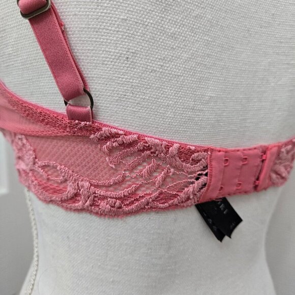 Natori Pink Lace Floral Underwire Bra 36D Romantic Pinup Coquette Valentine's - Picture 12 of 14